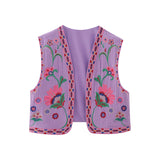 New Ladies Fashion Embroidered Cardigan Vest