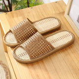 Soft Bottom Couple Straw Mat Slippers