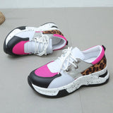 Leopard Print Sneakers Women Lace Up Walking Running Sports Shoes