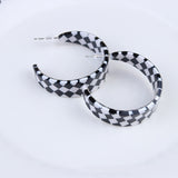 Internet Celebrity Checkerboard C- Ring Geometric Ear Ring