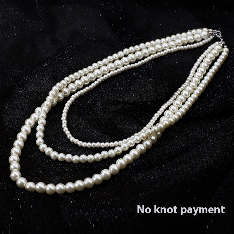 Fashion Multi-layer Glass Pearl Choker Simple Temperament