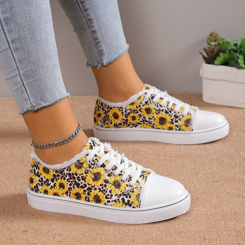 Versatile Flat Bottomed Student Lace Up Canvas Shoes