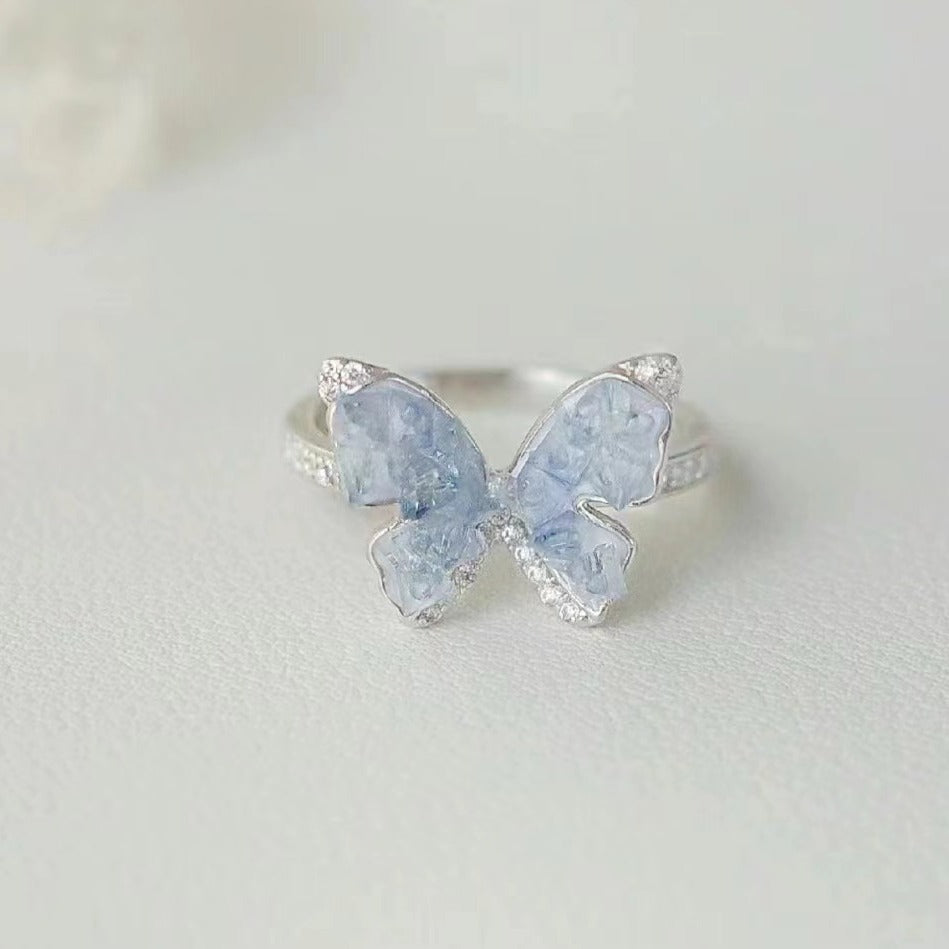 Gradient Blue Zircon Butterfly Ring