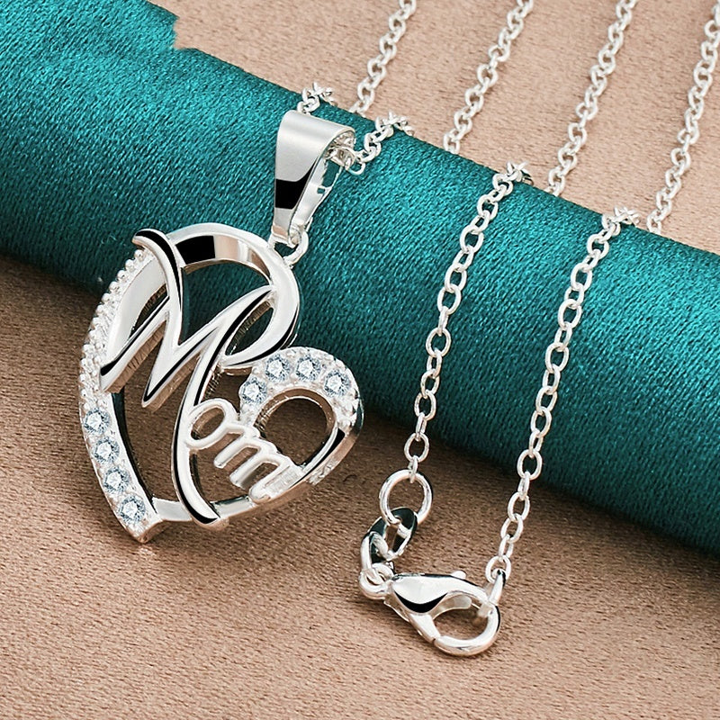 Letter Love Inlaid Zircon Pendant Necklace