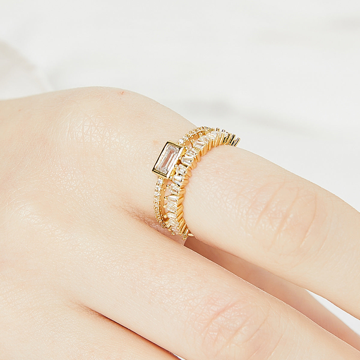 Women's Irregular Double-layer Geometric Ring