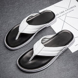 Men's Summer Flip-flops Leather Flip-flops Beach Slippers