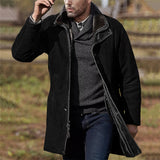 Men's mid-length loose zipper woolen coat