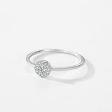 S925 Sterling Silver Simple Round Micro Rhinestone Ring