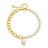 Women's Shell Pearls Material Stitching O-shaped Chain Pearl Bracelet