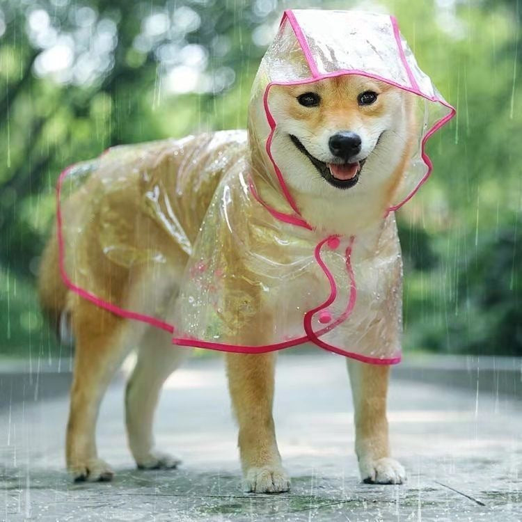 Transparent Dog Raincoat Pet Clothes Large Medium Size