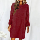 Autumn Winter Loose Long Sleeved Plush Dress