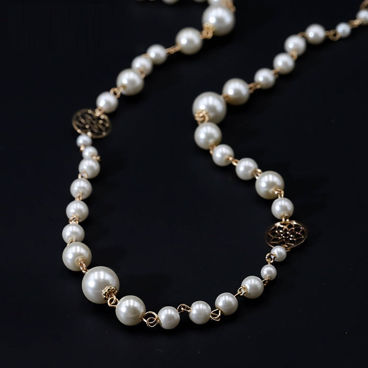 European And American Fashion Glass Pearl Long Necklace