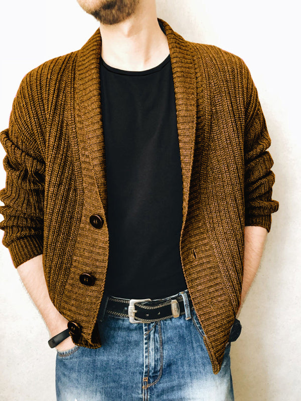 Men's Solid Color Single Breasted Casual Knit Cardigan