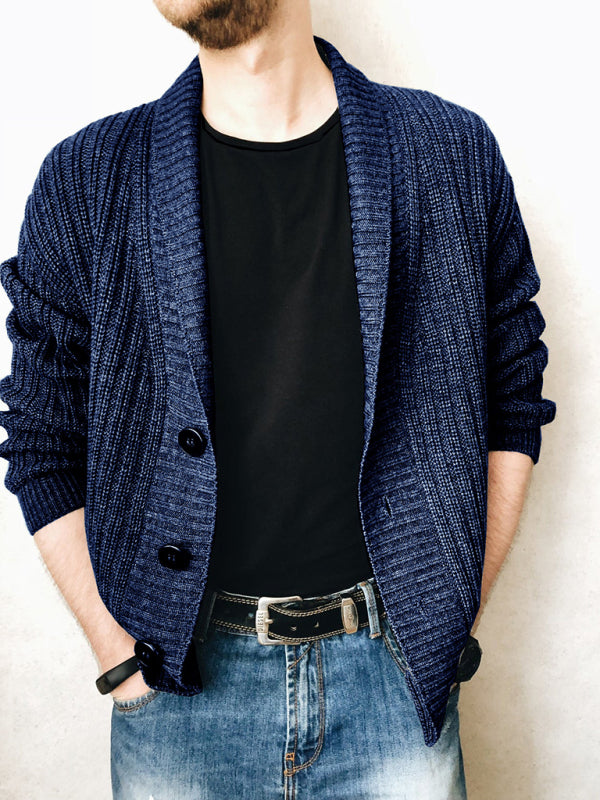 Men's Solid Color Single Breasted Casual Knit Cardigan