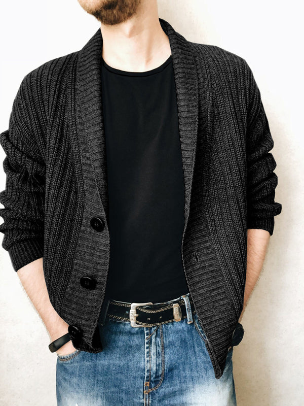 Men's Solid Color Single Breasted Casual Knit Cardigan