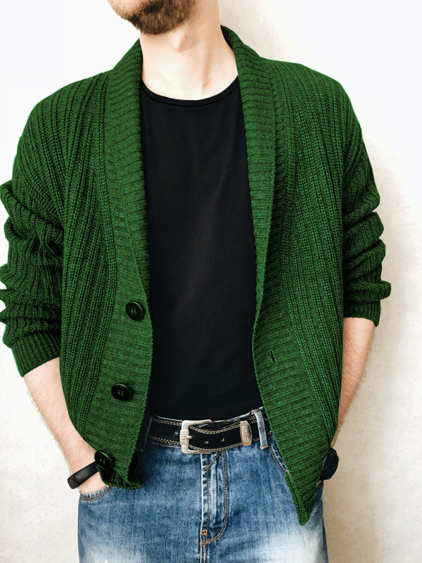 Men's Solid Color Single Breasted Casual Knit Cardigan