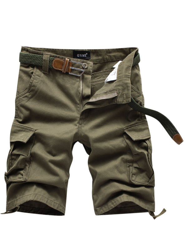 Straight Leg Cropped Pants Men's Loose Casual Pants Outdoor Sports Cargo Shorts (Without Belt)