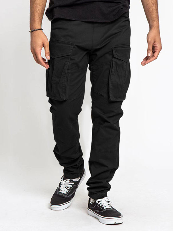 Men's Solid Color Multi-Pocket Casual Cargo Pants