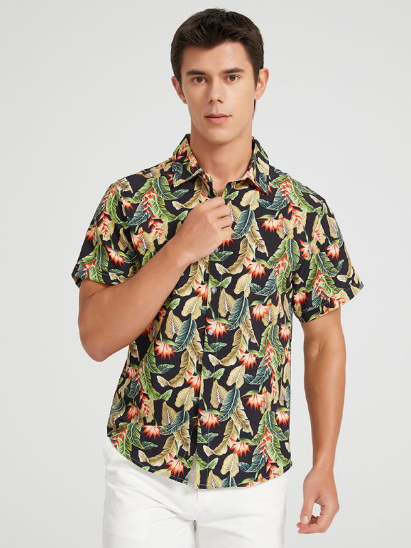 Men's Beach Shirt Hawaiian Vacation Print Short Sleeve Shirt