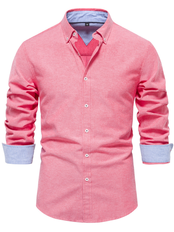 Men's casual versatile fashion solid color long-sleeved top