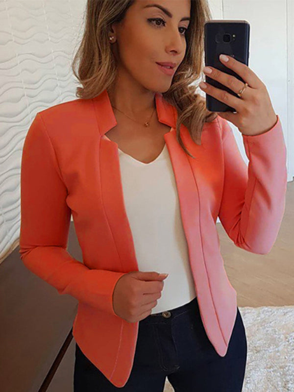 Small suit long sleeve solid color cardigan jacket top