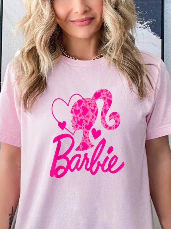 Barbie print letter print sports casual women's short-sleeved T-shirt