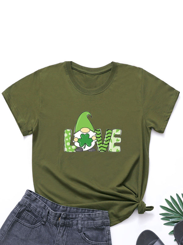 Women's New St. Patrick's Day Shamrock Short Sleeve T-Shirt