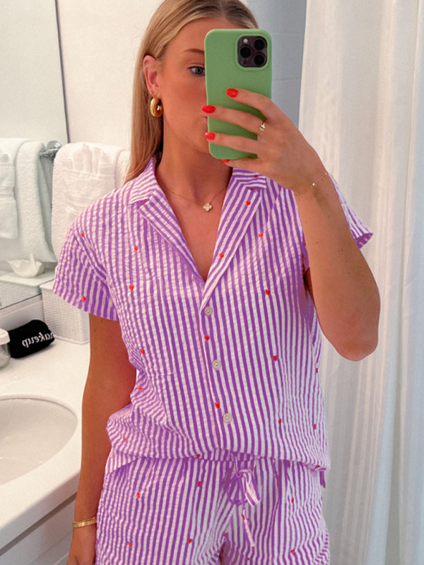 New love striped home wear casual suit (can be worn outside)