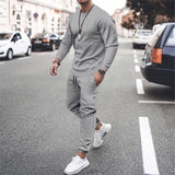 Long-sleeved casual suit men's solid color trendy sports suit