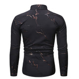 Men's Stand Collar Line Foil Print Long Sleeve Shirt